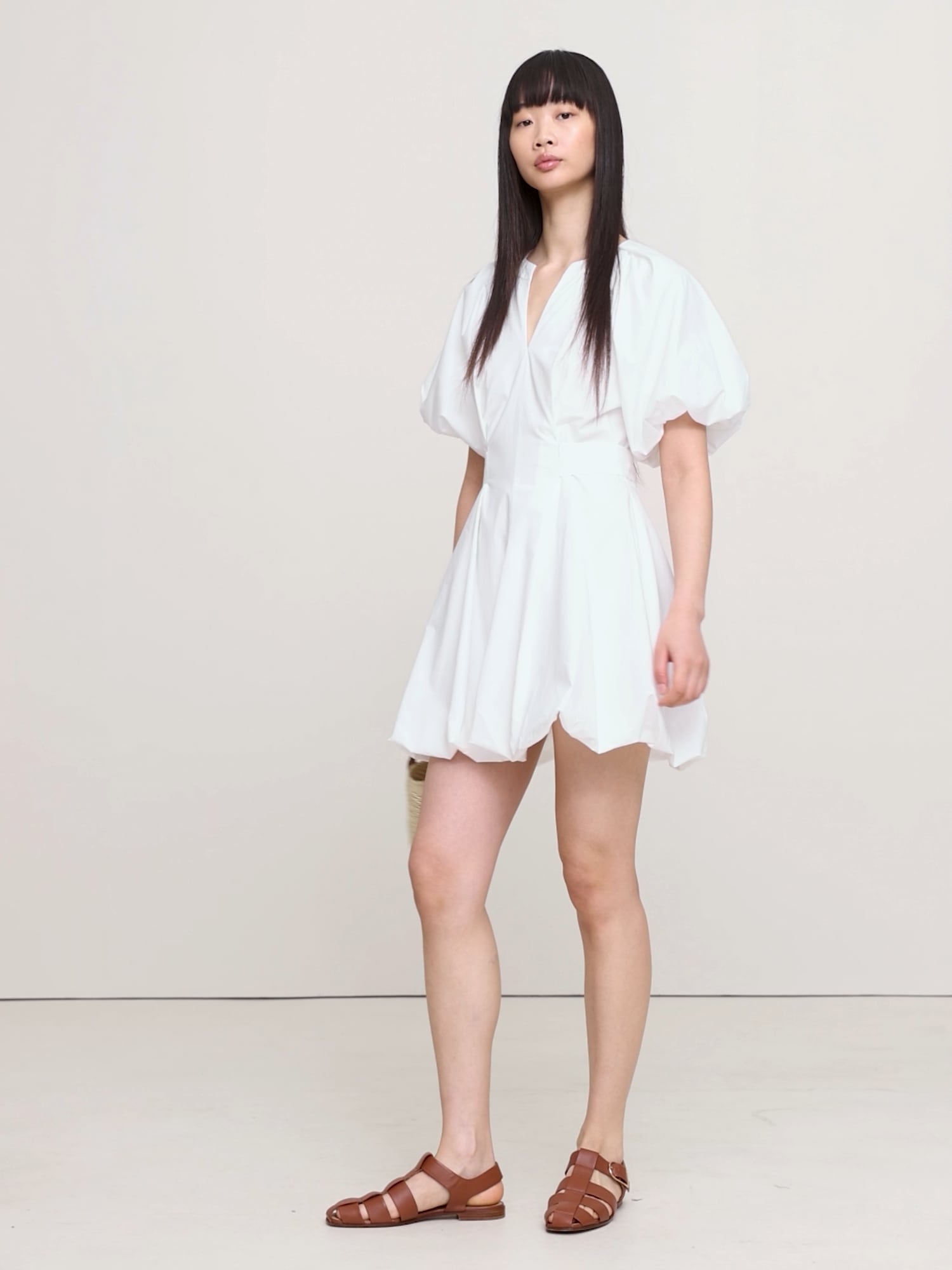 Image number 2 showing, Cotton Poplin Bubble-Hem Mini Dress