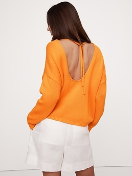 トップス COTTON SILK LOOSE SILHOUETTE PULLOVER Cotton-Silk Crew-Neck Sweater | Banana Republic