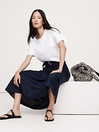Belted Linen Maxi Skirt