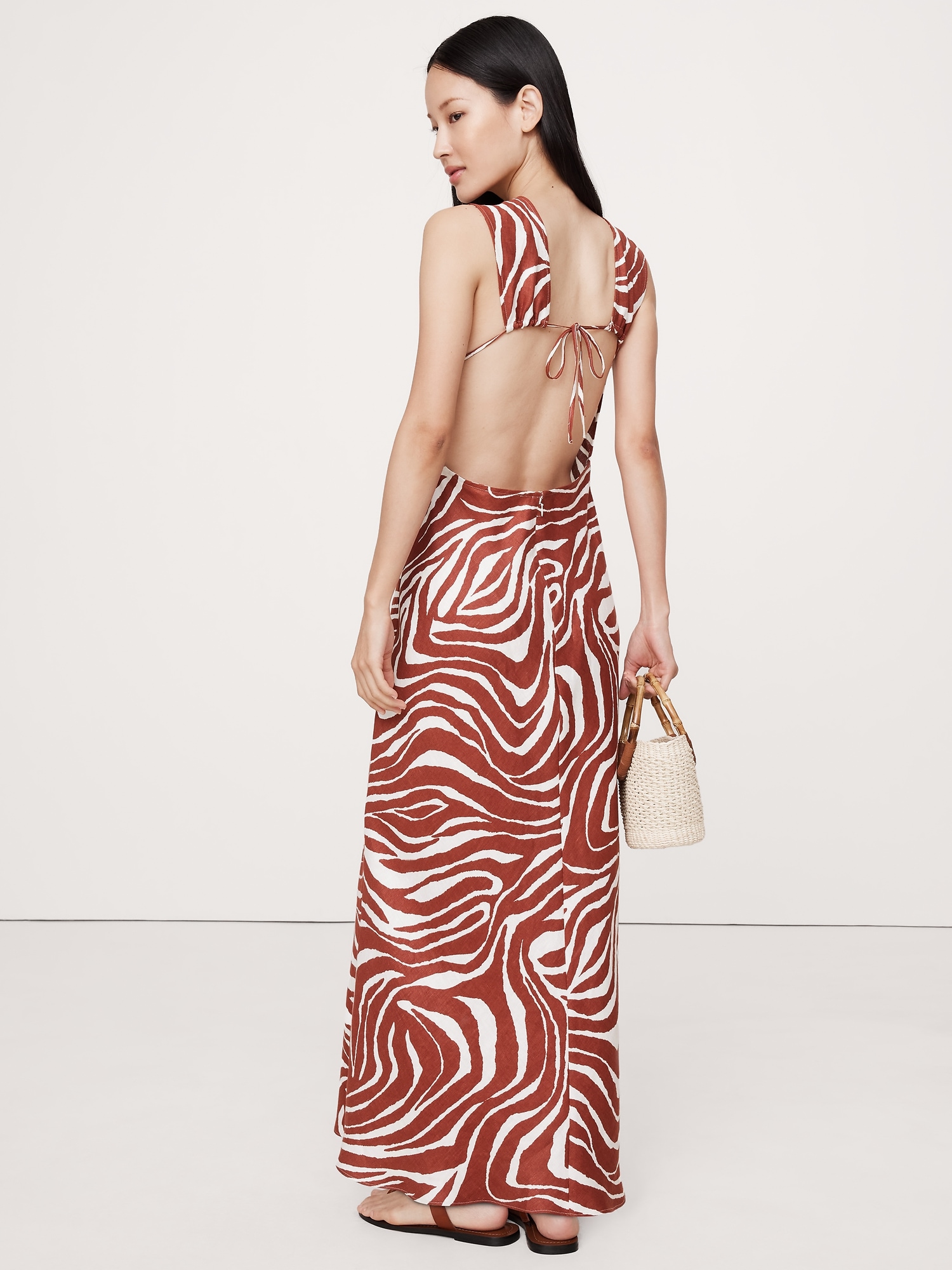 Backless Linen Maxi Dress