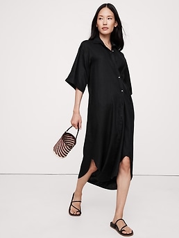 Linen Asymmetrical Shirt Dress | Banana Republic