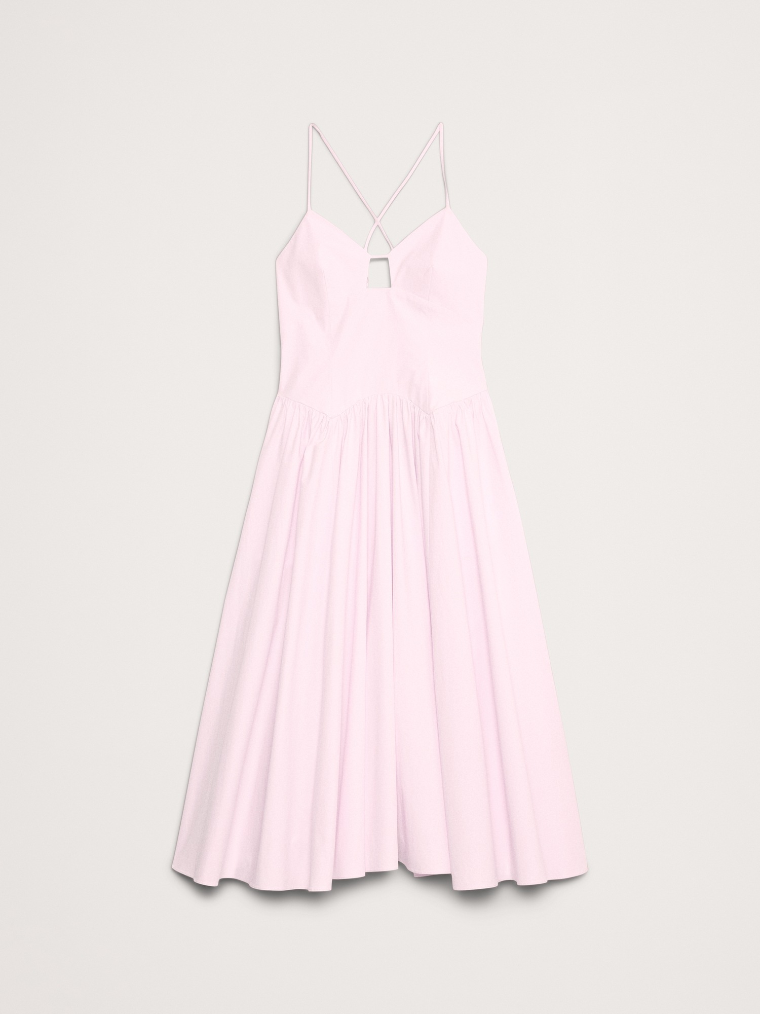 Stretch-Poplin Long Midi Dress