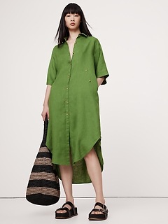 ★ ★ Summer Linen Shirt Dress T22F1WOP301WL1B6 Zpanxa Summer Dresses for Women Solid Color Single Breasted