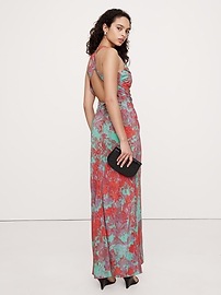 Matte Silk Cowl-Neck Backless Maxi Dress