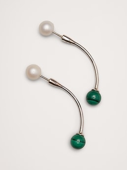 Silver Malachite Barbell Earrings Banana Republic