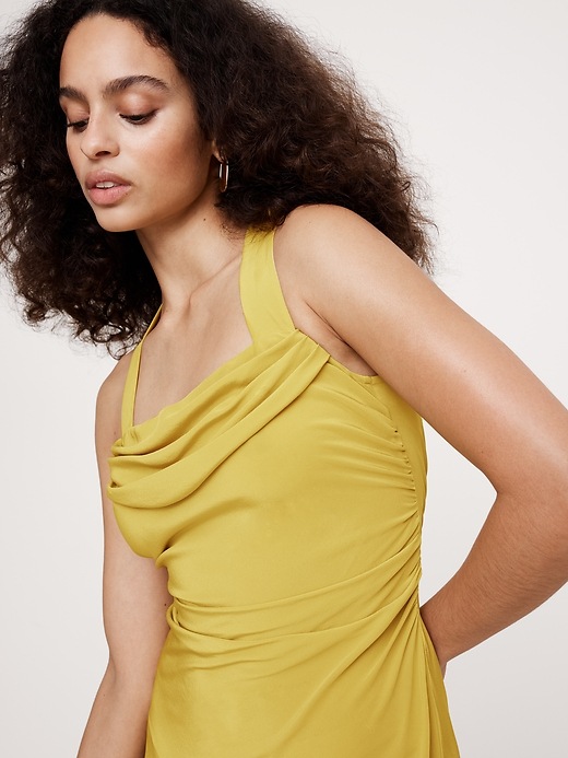 Matte Silk Cowl-Neck Backless Maxi Dress | Banana Republic