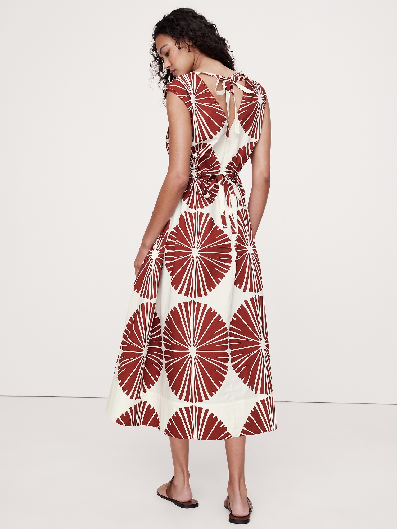 Cotton Poplin Side Cut-Out Midi Dress