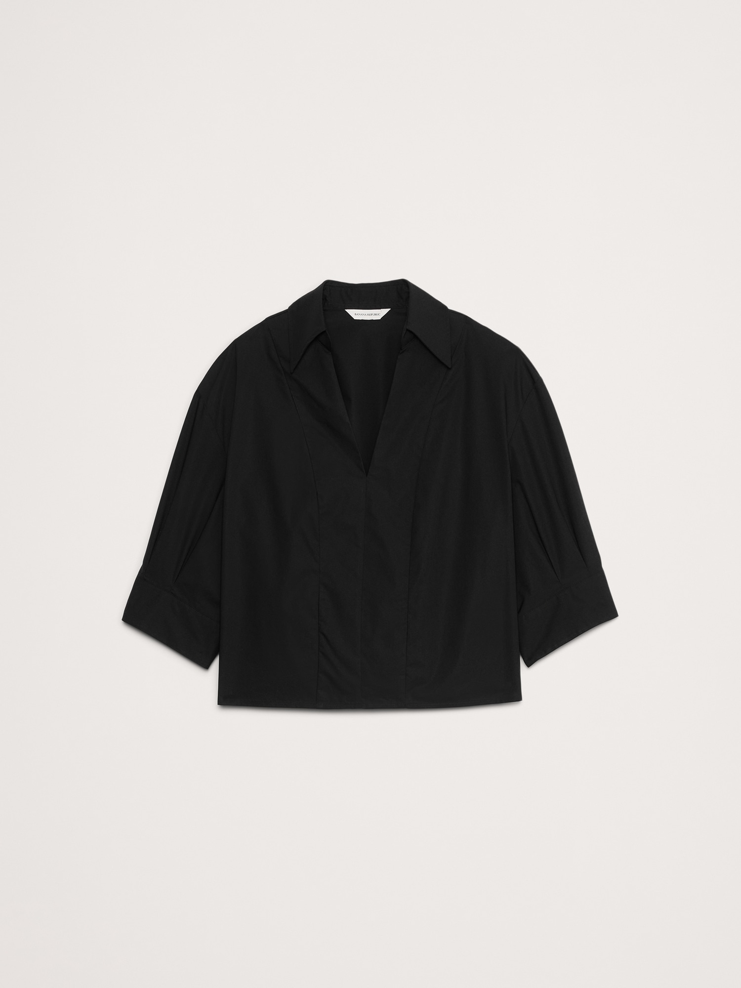 Balloon-Sleeve Cotton Poplin Popover Top