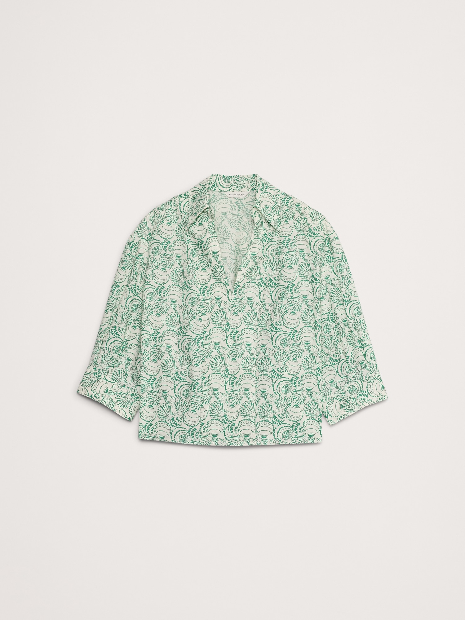 Balloon-Sleeve Cotton Poplin Popover Top