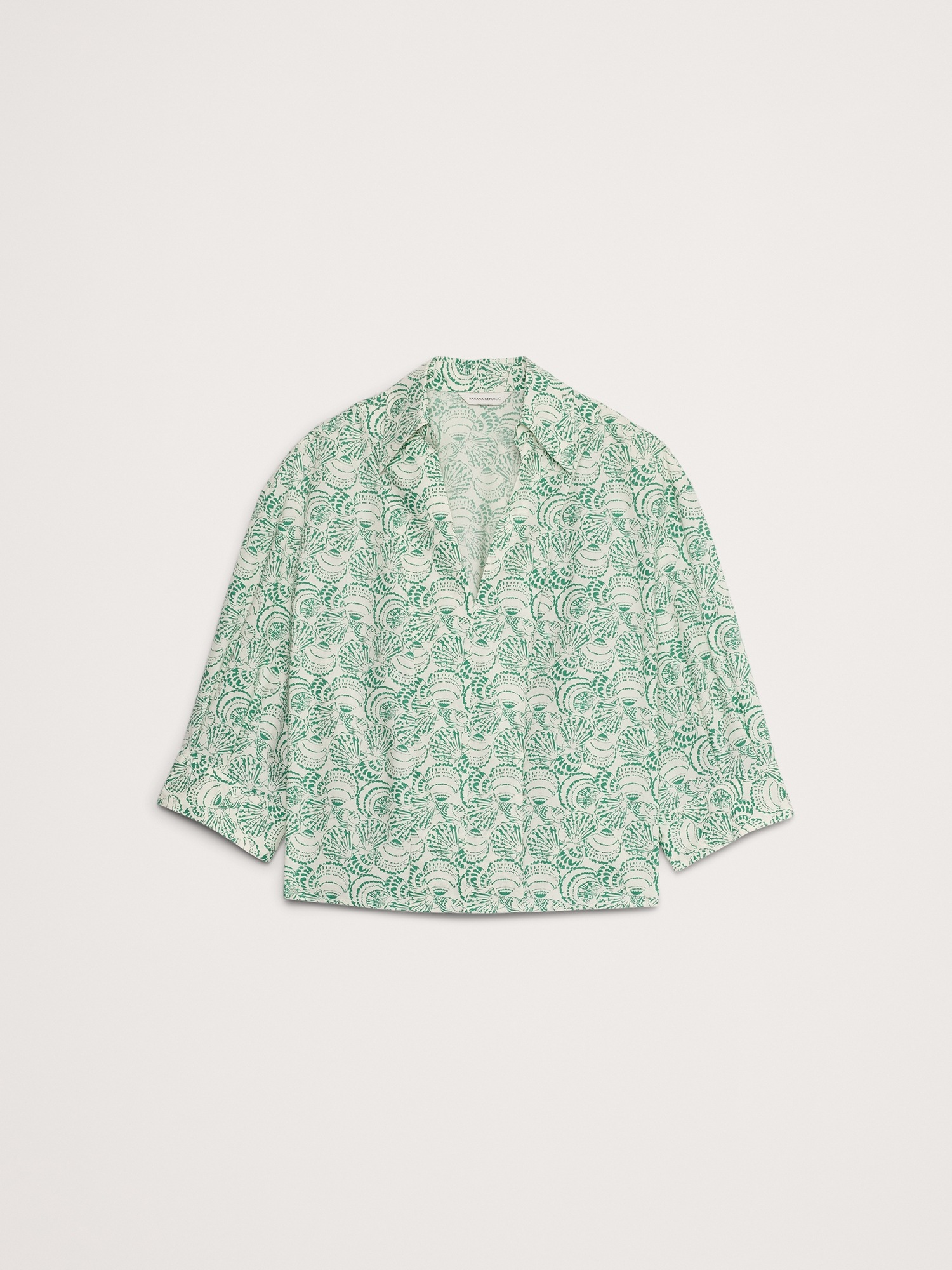 Balloon-Sleeve Cotton Poplin Popover Top