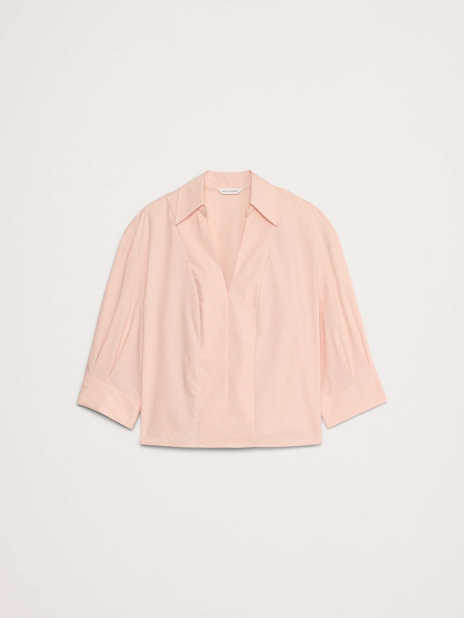 Balloon-Sleeve Cotton Poplin Popover Top