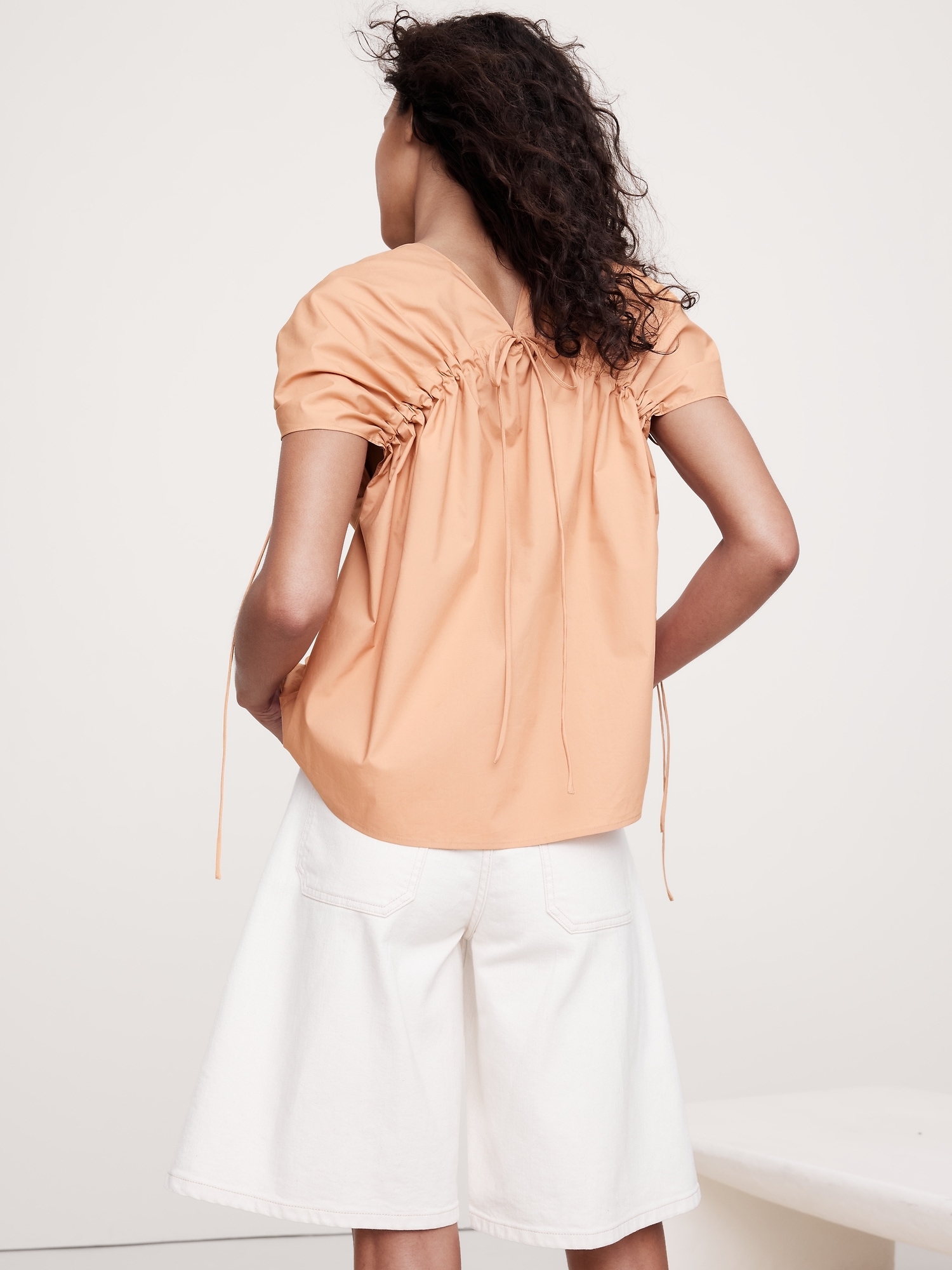 Oversized Cotton Poplin Drawstring Top