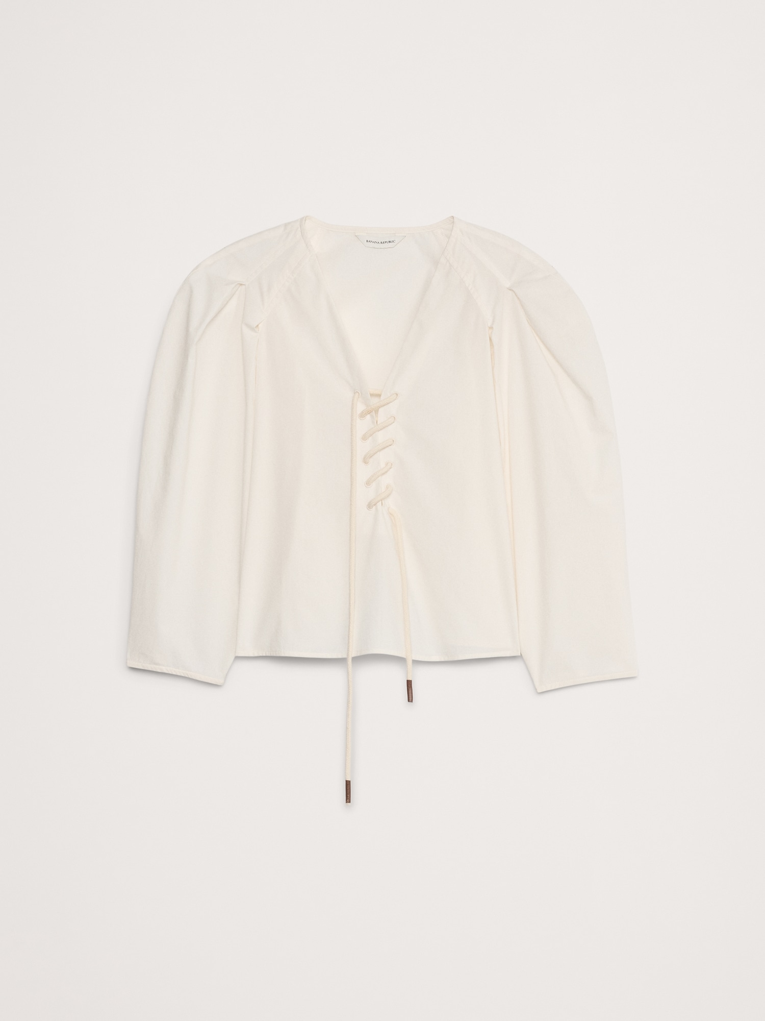 Cotton Poplin Lace-Up Cropped Shirt