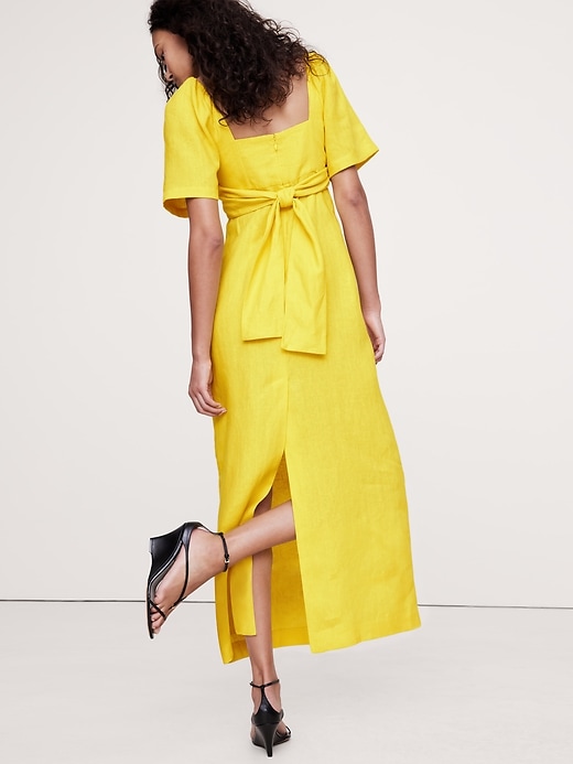 Linen Sweetheart Long Midi Dress