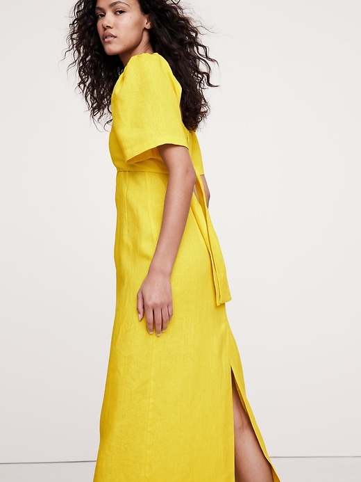 Linen Sweetheart Long Midi Dress