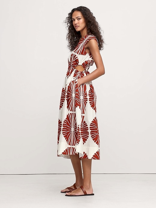 Cotton Poplin Side Cut-Out Midi Dress | Banana Republic