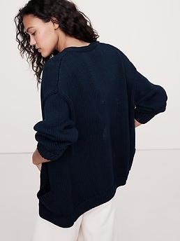 Oversized Cotton Long Cardigan | Banana Republic