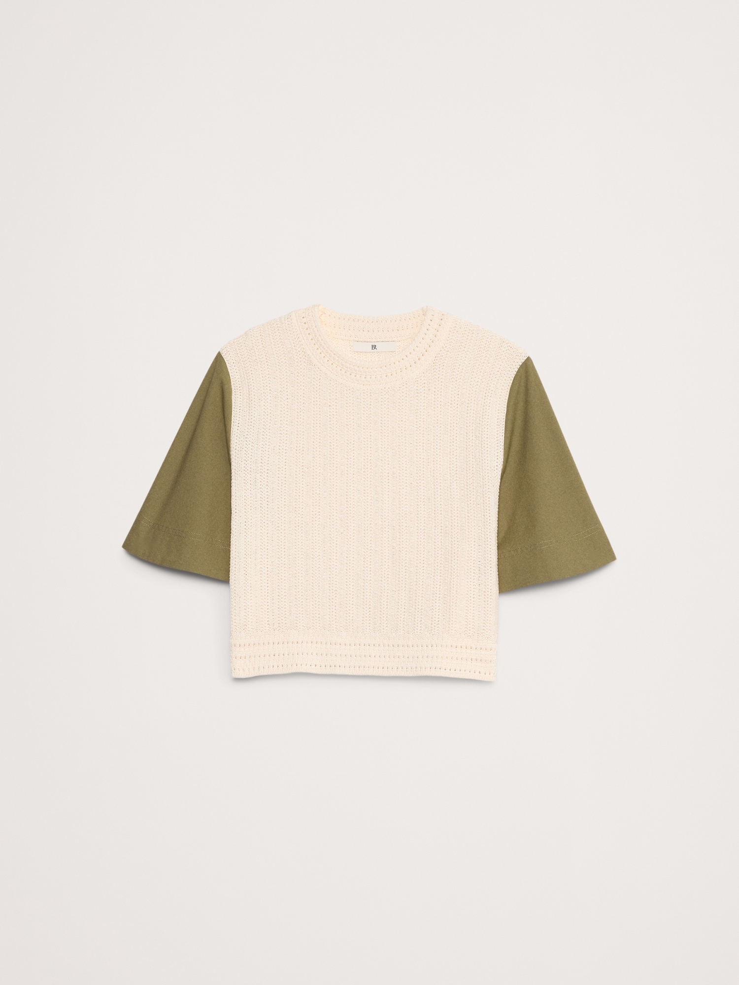 Cotton Mixed-Media Crop Top
