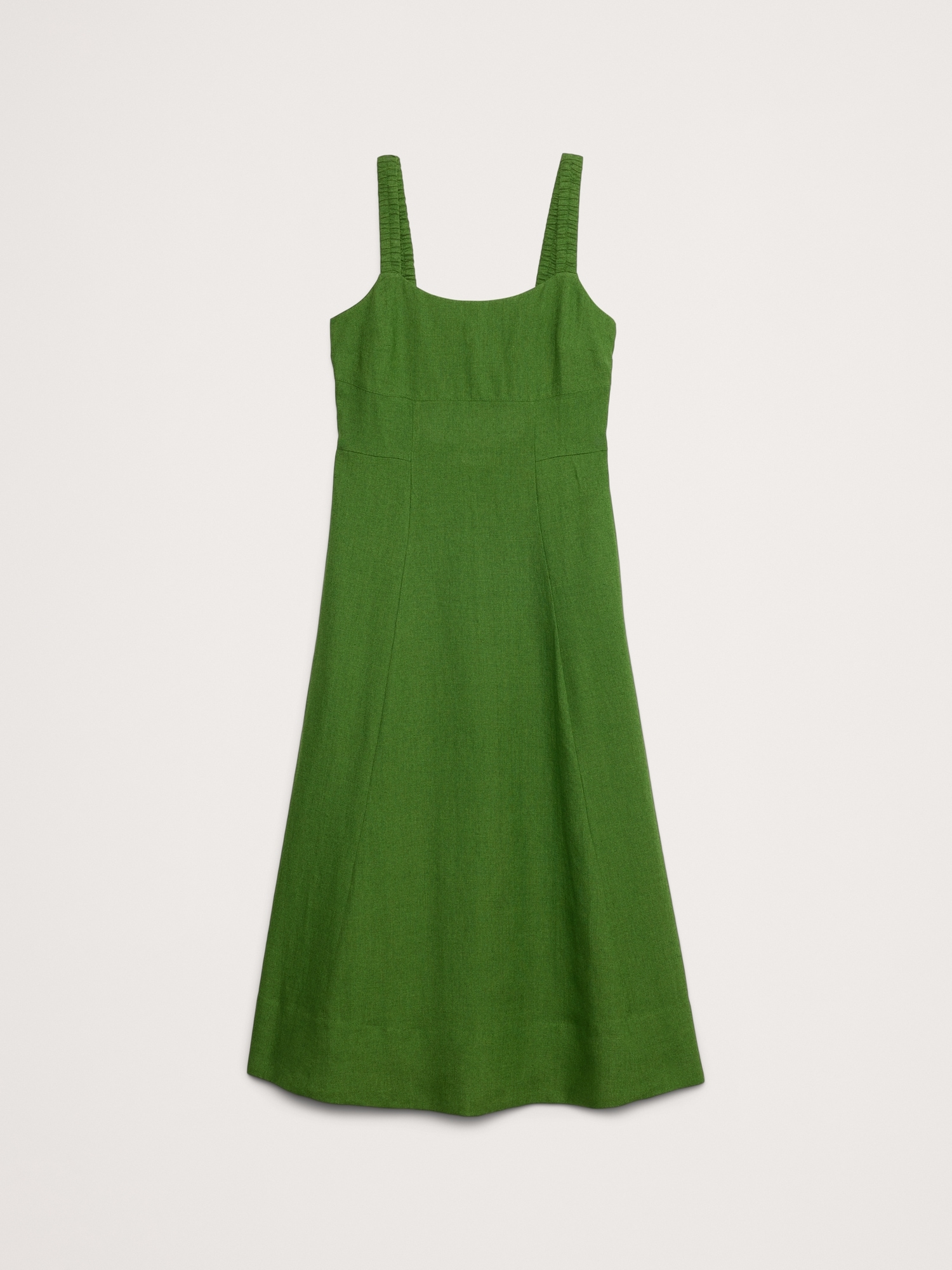 Linen Square-Neck Midi Dress