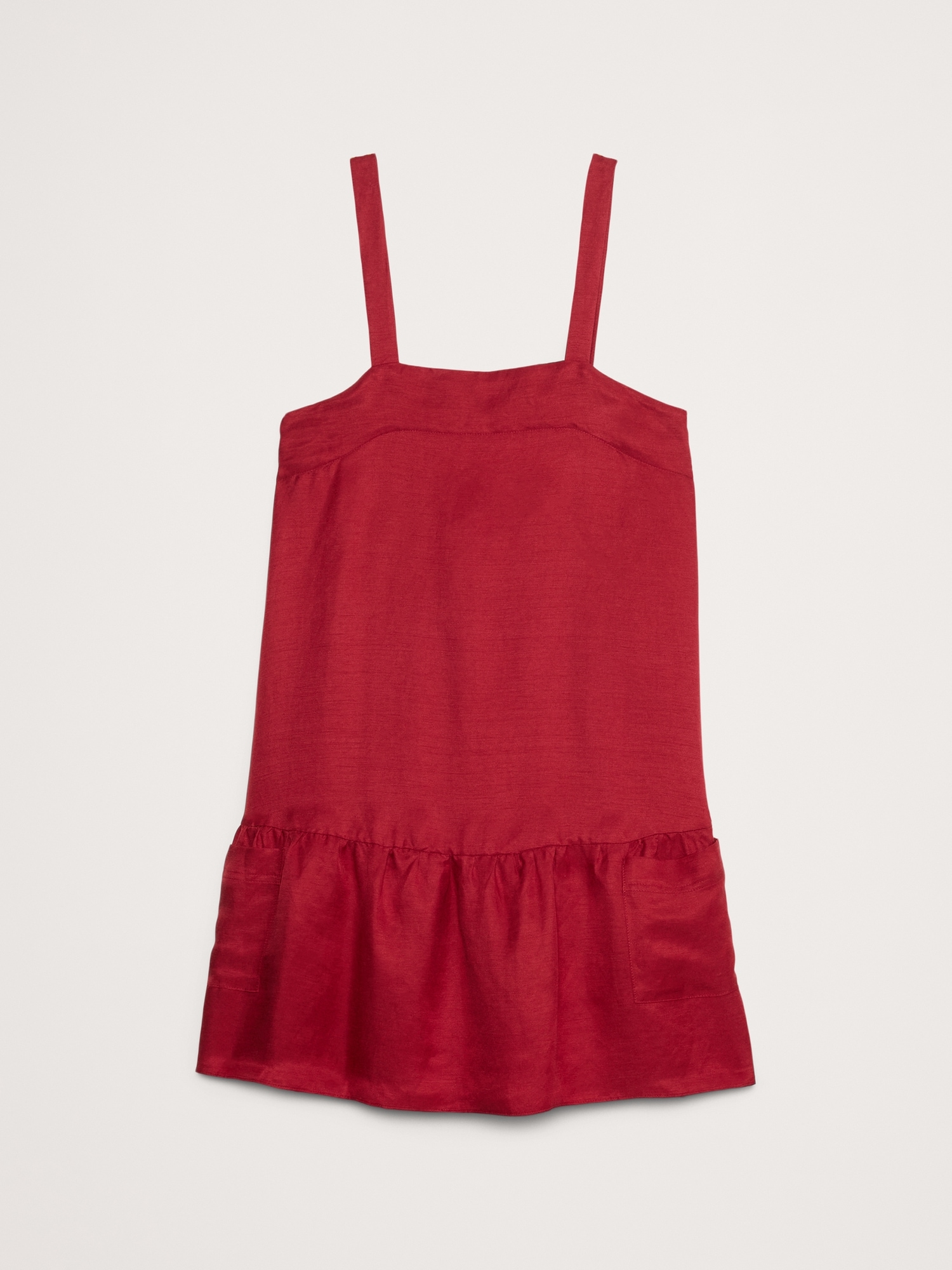 Viscose-Linen Flounce-Hem Mini Dress