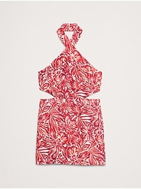 Linen Halter Cut-Out Mini Dress