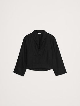 Linen Popover Top | Banana Republic