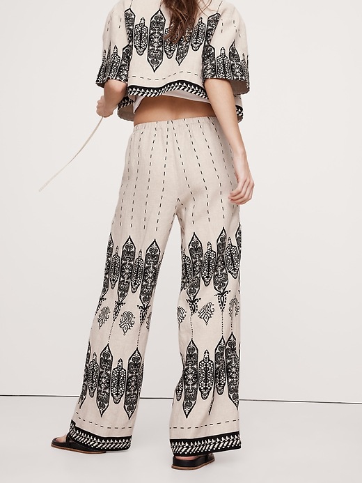 Pull-On Wide-Leg Linen Pant