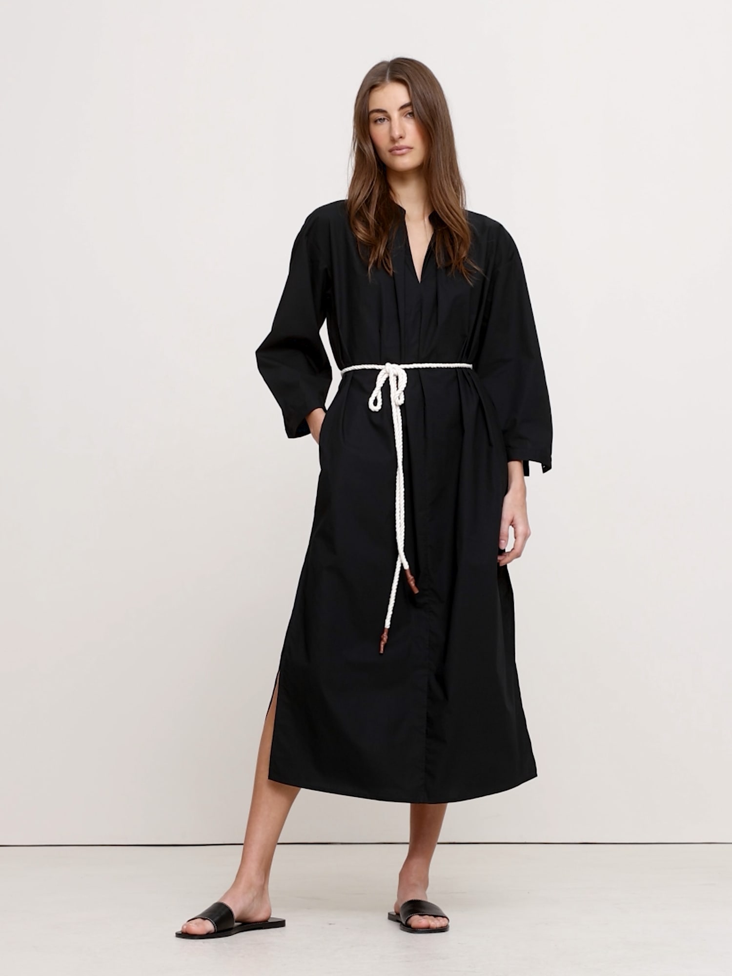 Image number 2 showing, Cotton Poplin Split-Neck Shirt Dress