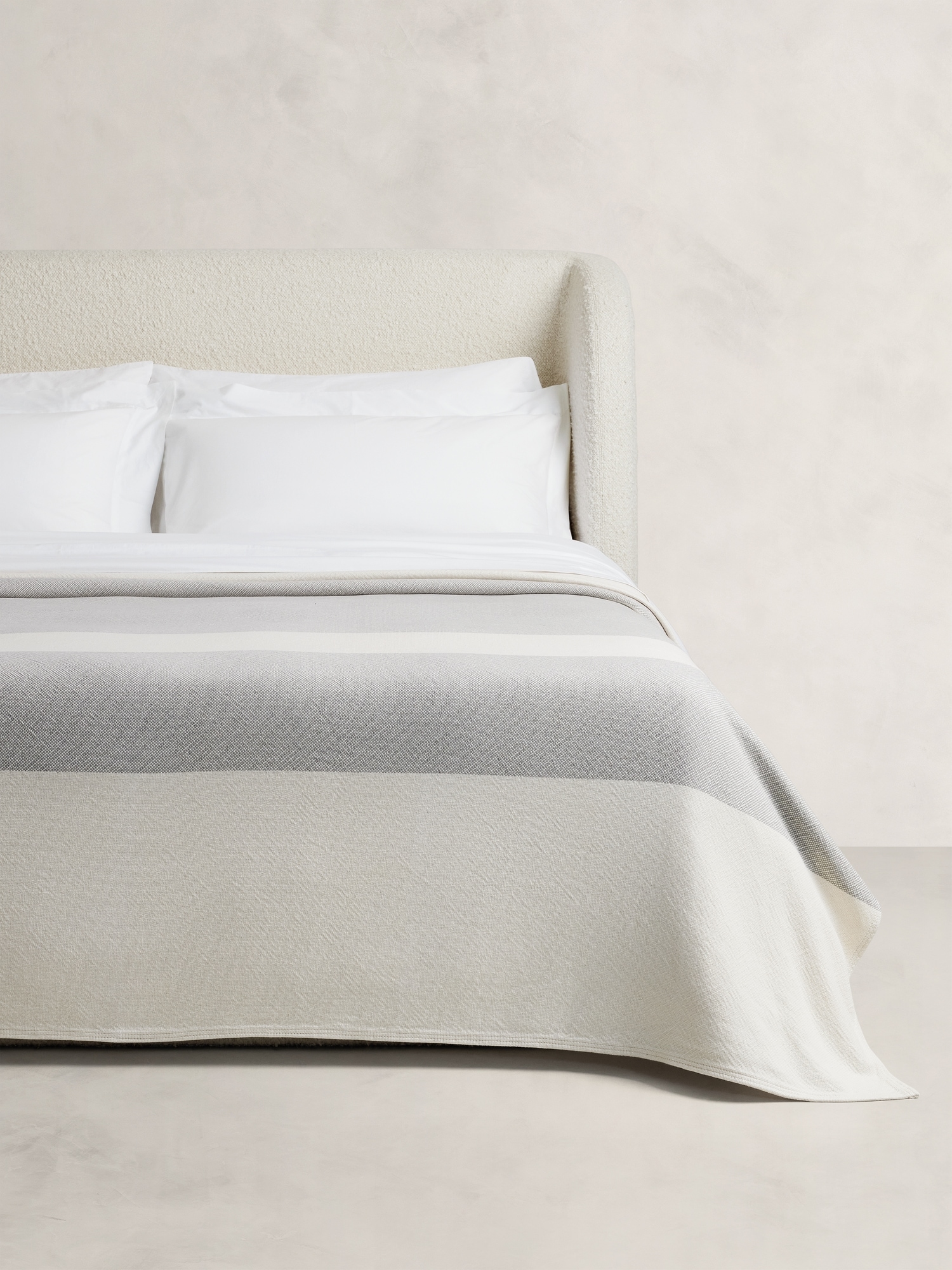 Wide-Stripe Cotton Blanket - Pewter