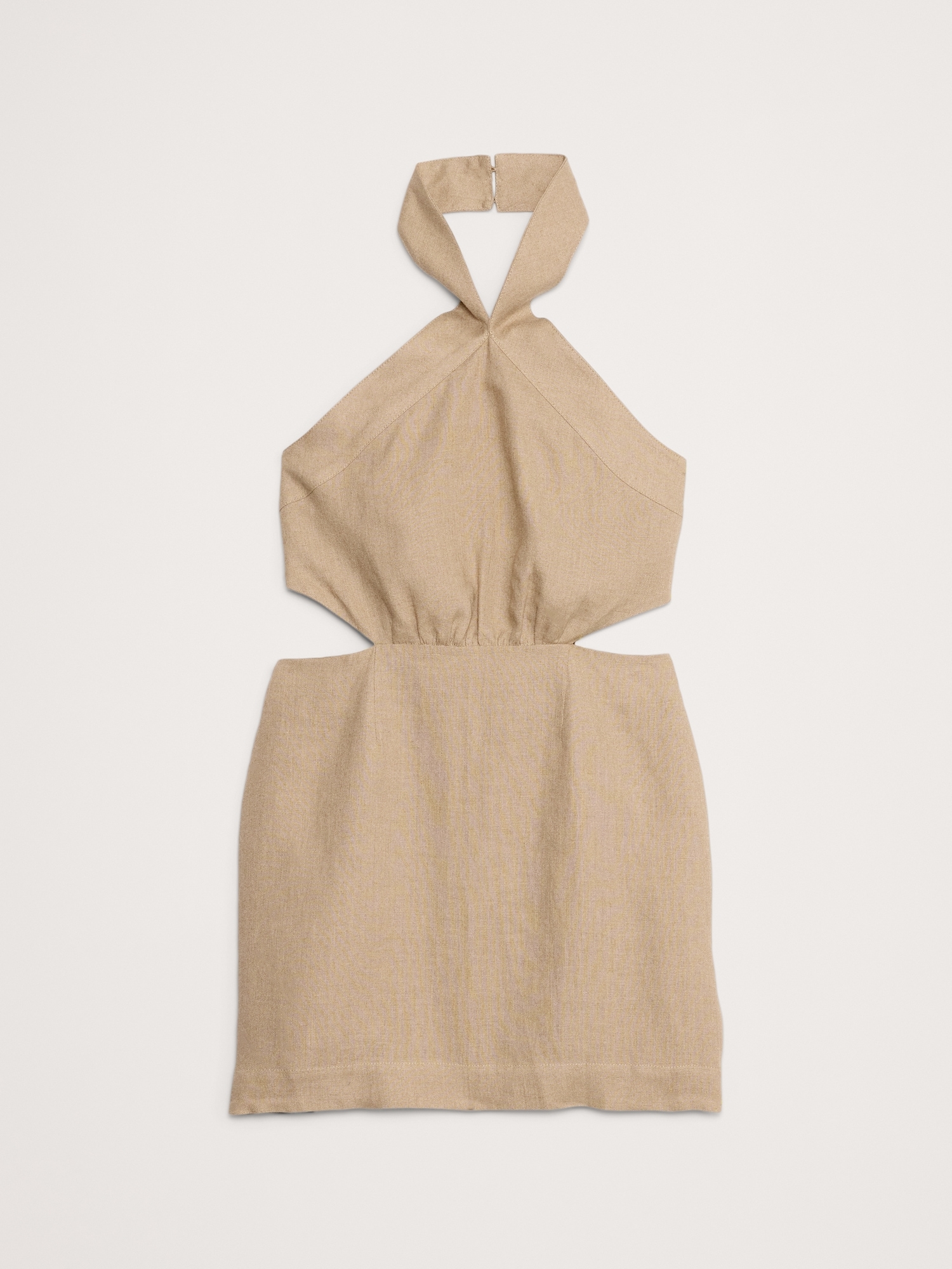 Linen Halter Cut-Out Mini Dress