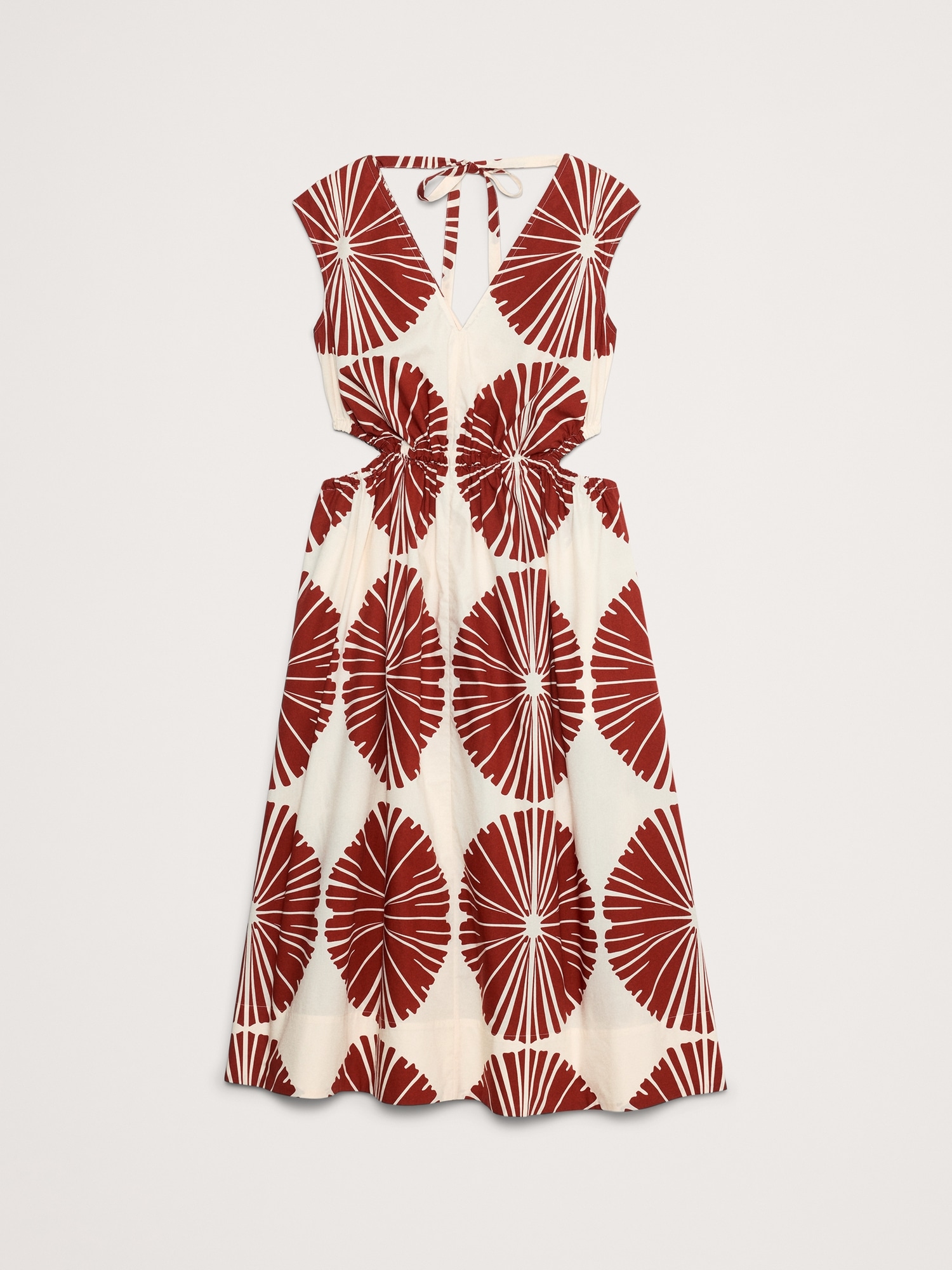 Cotton Poplin Side Cut-Out Midi Dress