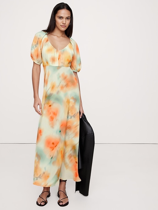 Crepe V-Neck Maxi Dress