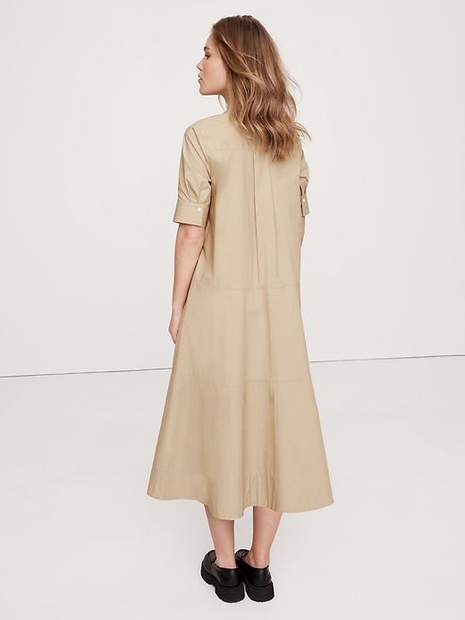 cotton poplin tuxedo-front midi dress Home