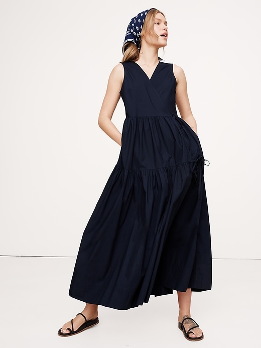Cotton Poplin Wrap Maxi Dress