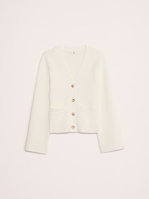 Cotton-Silk Flare-Sleeve Cardigan | Banana Republic