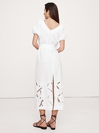 Embroidered Cotton Poplin Ruched Dress