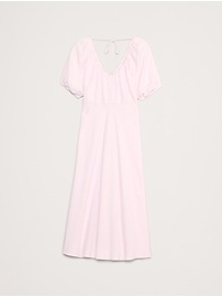Viscose-Linen Dupioni Ruched Long Midi Dress