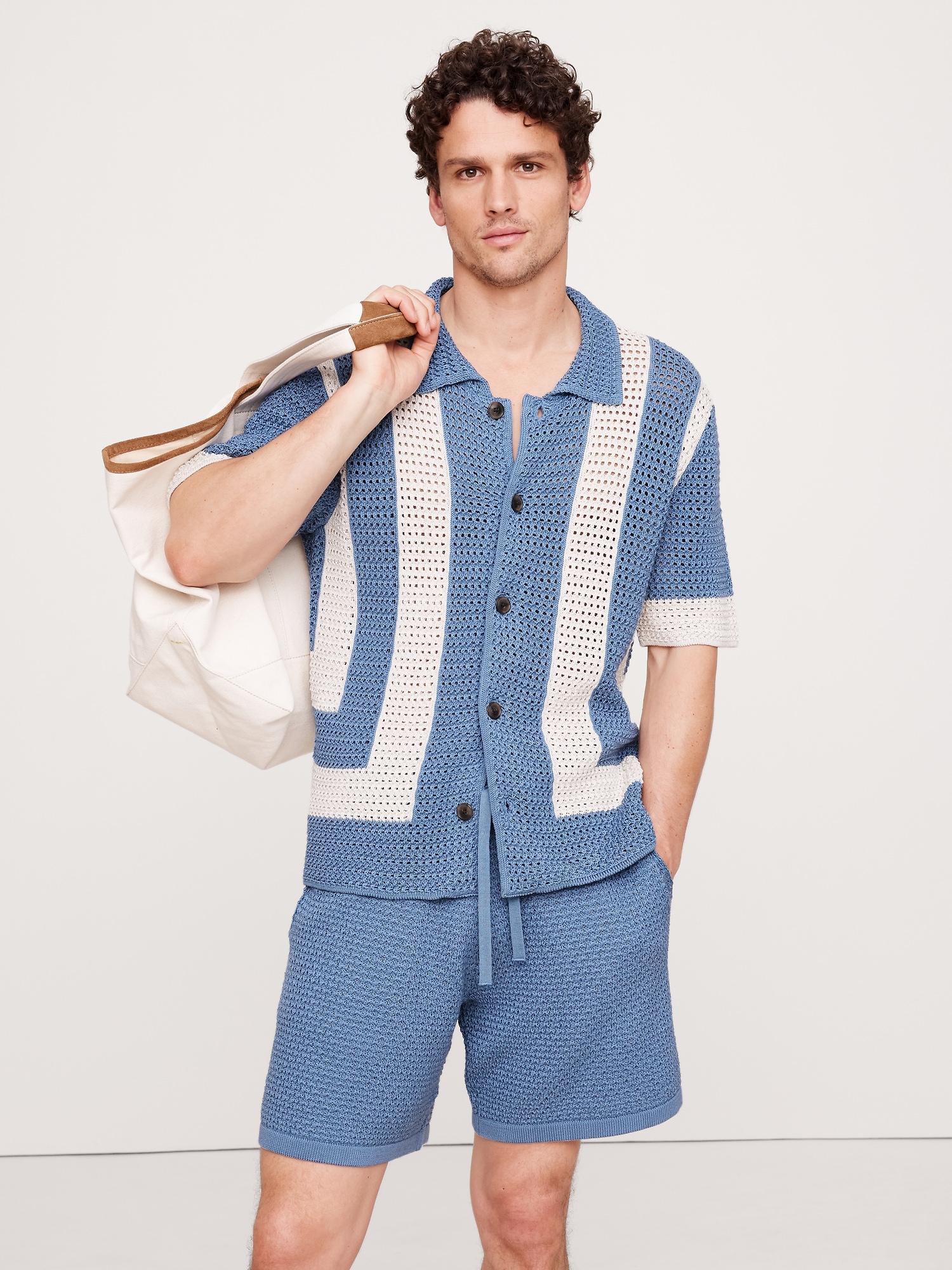 Crochet Cotton Resort Shirt