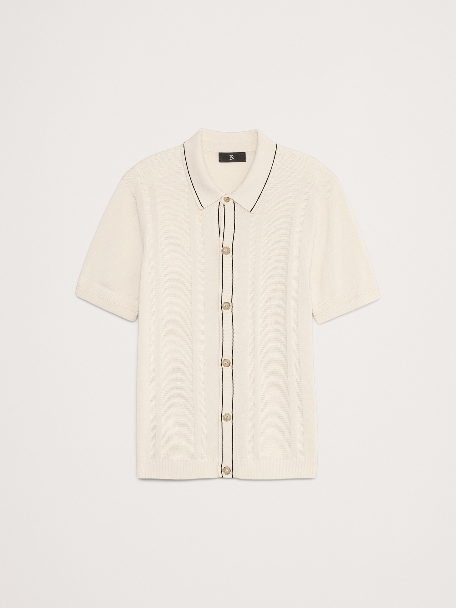 Ribbed-Stripe Cotton Resort Shirt