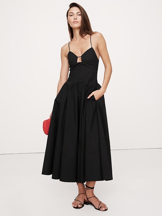 Stretch-Cotton Poplin Maxi Dress