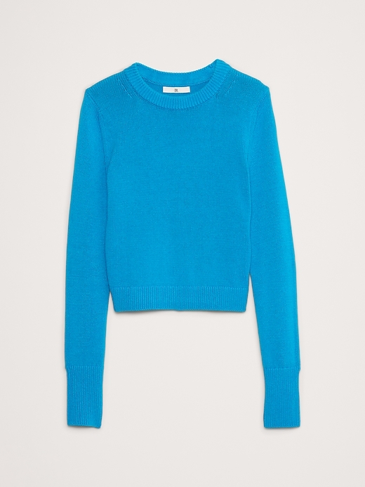 Shrunken Cotton-Silk Crew-Neck Sweater | Banana Republic