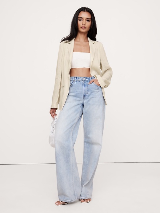 Linen-Viscose Open-Back Blazer Banana Republic