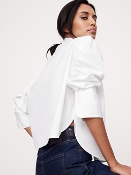 バナナタイム boxy work shirt xs The Boxy Crop Shirt | Banana Republic