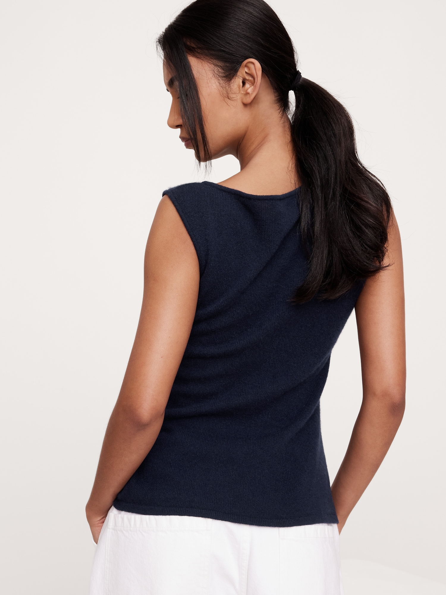 Lightweight Cashmere Drawstring-Hem Tank