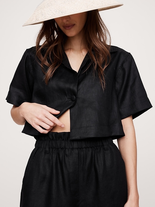 Linen Paperbag-Waist Pull-On 3.5" Short