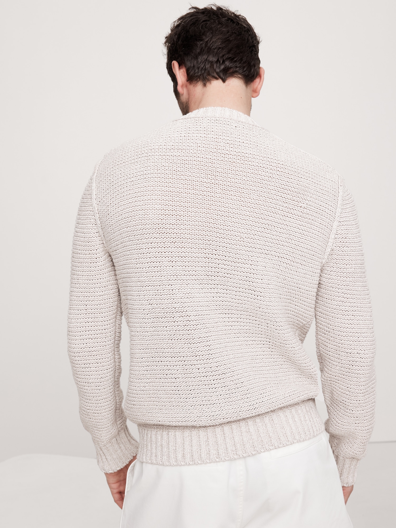 Cotton-Linen Blend Crew-Neck Sweater