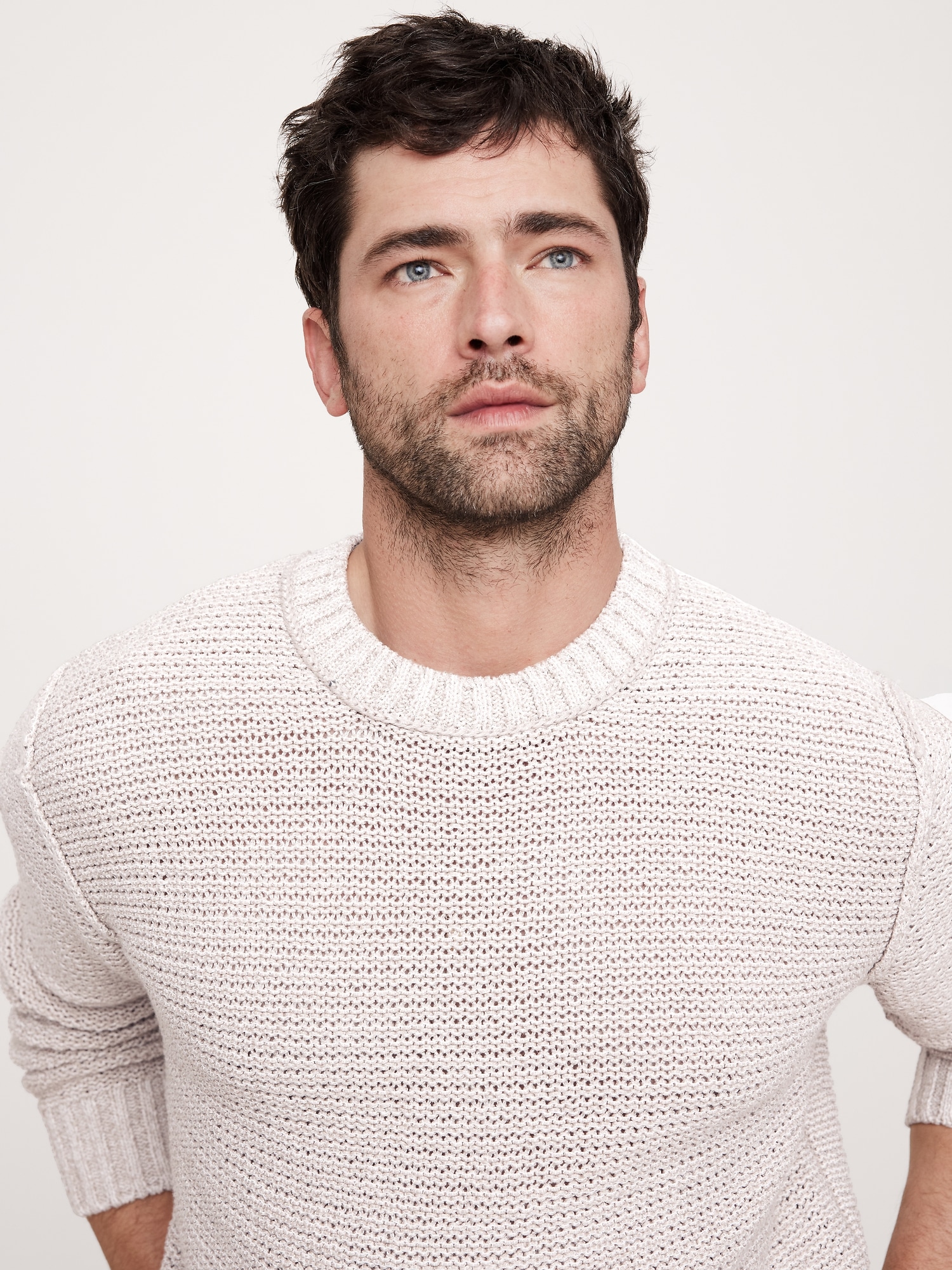 Cotton-Linen Blend Crew-Neck Sweater