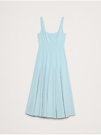 Stretch-Sateen Square-Neck Long Midi Dress