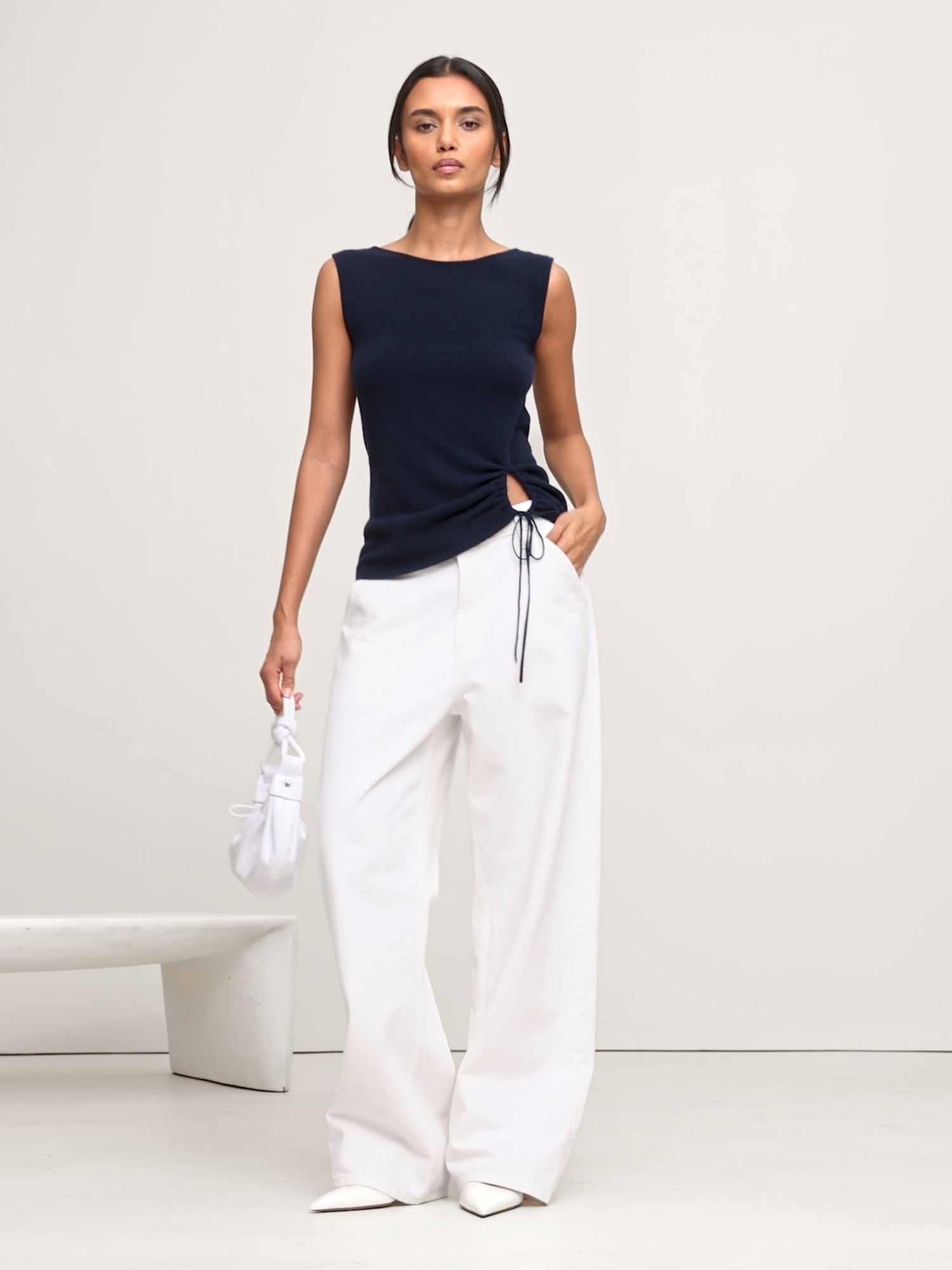 Image number 2 showing, Lightweight Cashmere Drawstring-Hem Tank