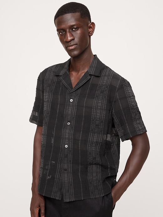 Standard-Fit Plaid Lace Resort Shirt